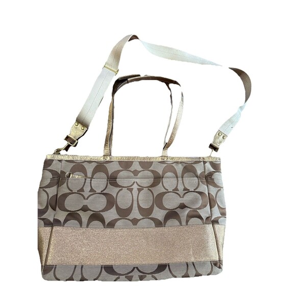 Coach Signature Tote Baby Diaper Bag Travel Satchel Lavender Lining Gold Accent - Picture 6 of 16